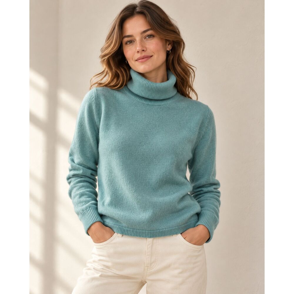 Pendleton 100% Merino Wool Aqua Blue Women’s M Turtleneck Sweater Pullover